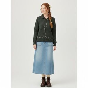 NWOT Vintage 90s Speckled Knit Full Zip Cardigan Sweater Cottagecore SZ L